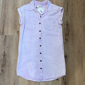 She + Sky Lilac Denim Shirt Dress